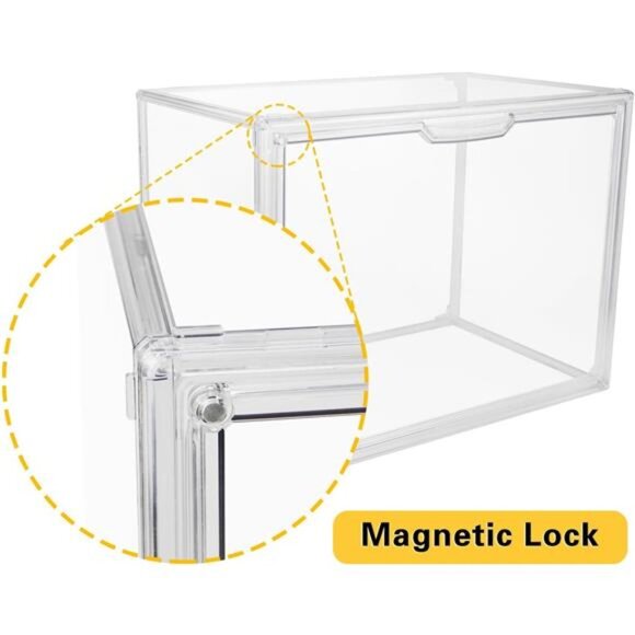 Clear Stackable Plastic Storage Bins with Magnetic Attraction Lid - Picture 5 of 7